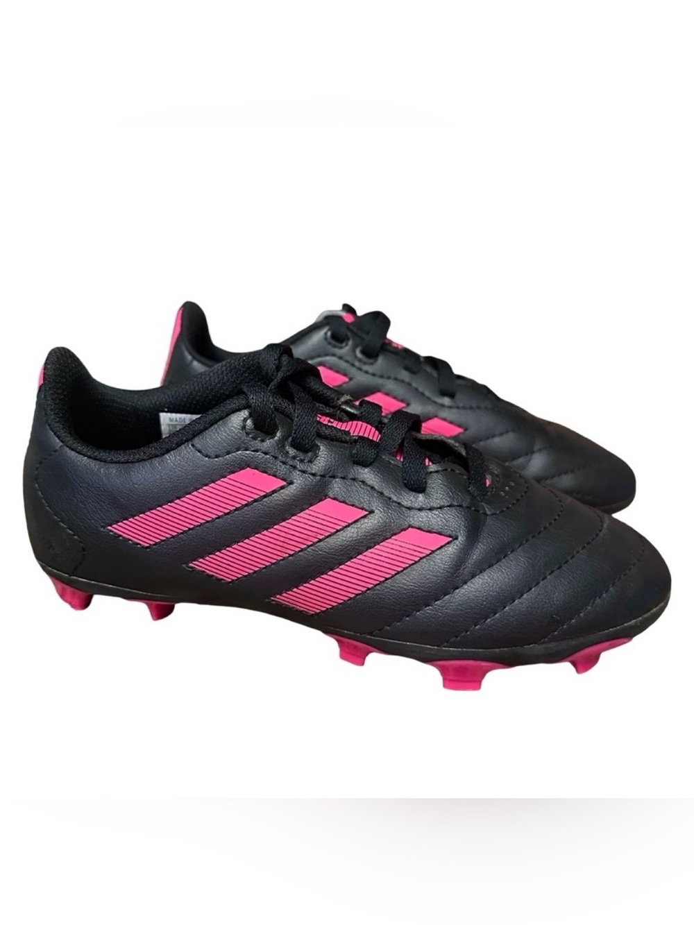 Adidas Child girls  black pink Goletto VIII Firm Ground Soccer cleats size 13